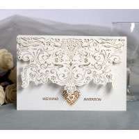 White Greeting Card Wholesale Wedding Invitation Card Heart-shaped